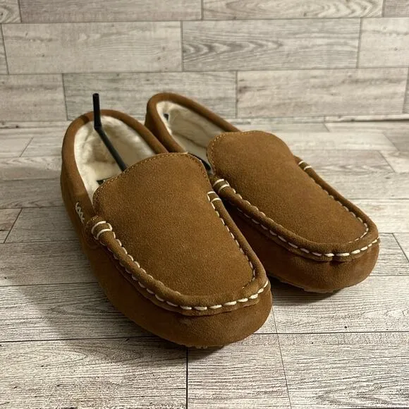 CLARKS Tan and Cream Suede Fur Lined Moccasins Size 8 NWOT
