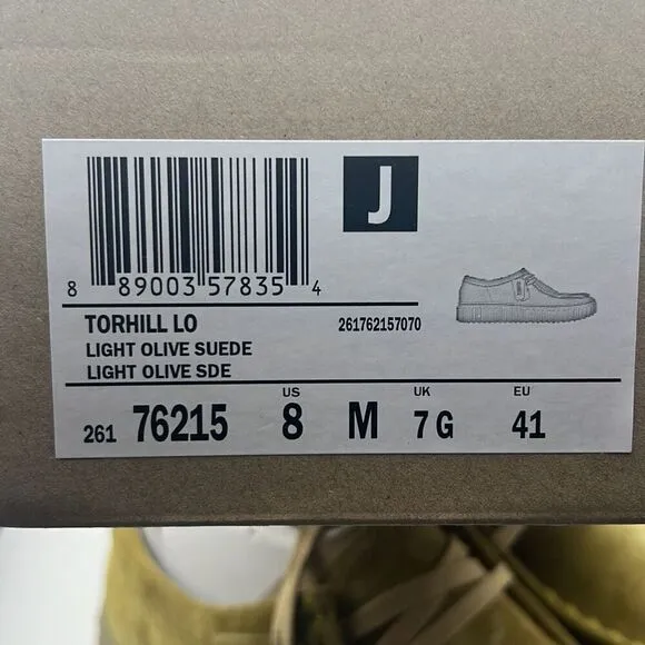 Clarks Torhill LO Light Olive Suede Men's Casual Lace Up Moccasins 76215 Men 8