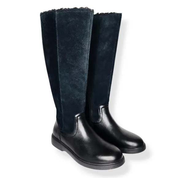 Clarks Unstructured Leather Tall Shaft Boots Un Elda Hi Black Size 6 NIB
