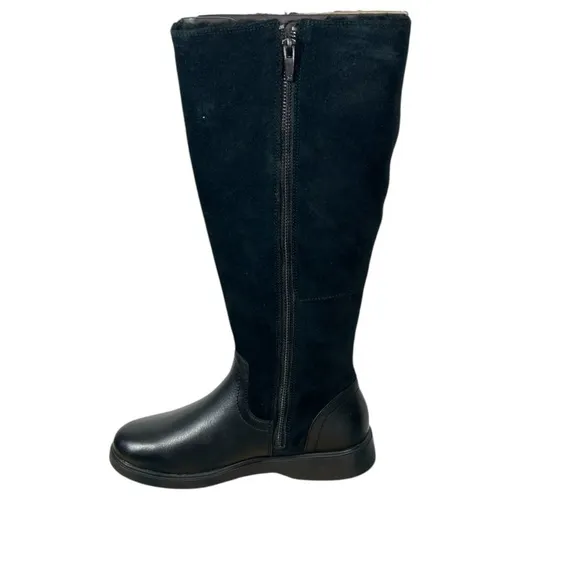 Clarks Unstructured Leather Tall Shaft Boots Un Elda Hi Black Size 6 NIB