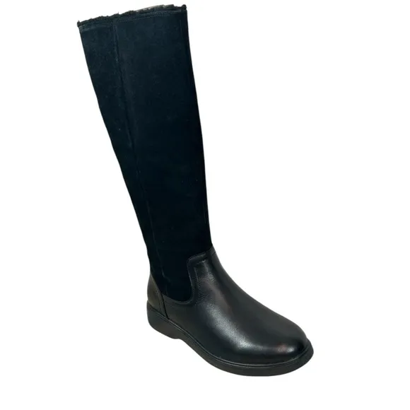 Clarks Unstructured Leather Tall Shaft Boots Un Elda Hi Black Size 6 NIB