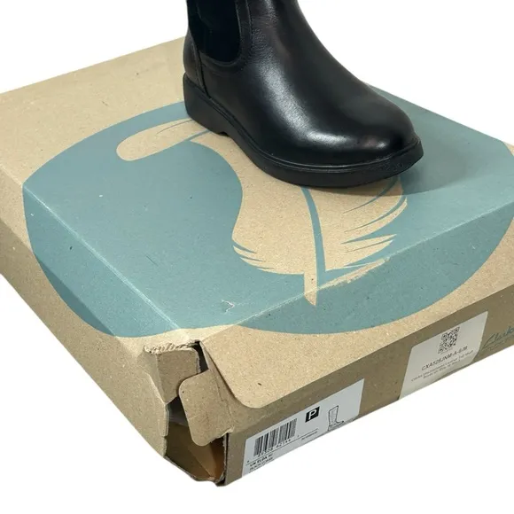 Clarks Unstructured Leather Tall Shaft Boots Un Elda Hi Black Size 6 NIB
