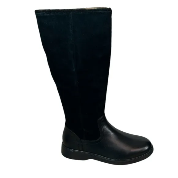 Clarks Unstructured Leather Tall Shaft Boots Un Elda Hi Black Size 6 NIB