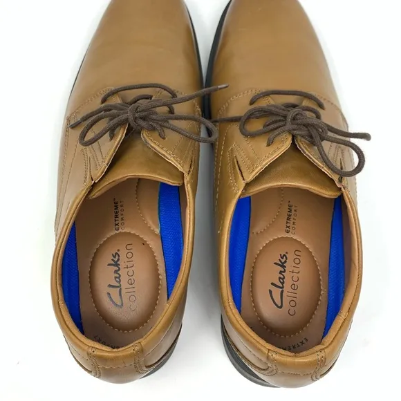Clarks Whiddon Oxford Cognac Leather Men’s Shoes size 10 Wide