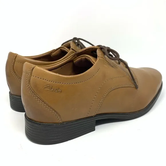 Clarks Whiddon Oxford Cognac Leather Men’s Shoes size 10 Wide