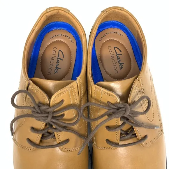 Clarks Whiddon Oxford Cognac Leather Men’s Shoes size 10 Wide