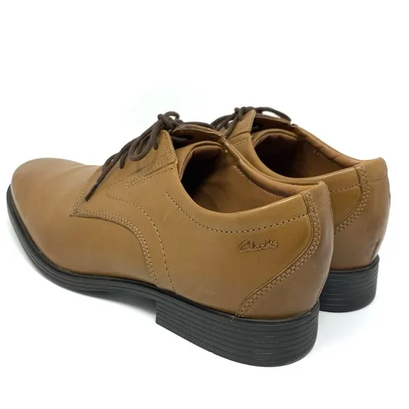 Clarks Whiddon Oxford Cognac Leather Men’s Shoes size 10 Wide