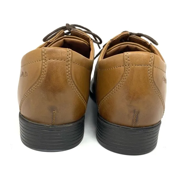 Clarks Whiddon Oxford Cognac Leather Men’s Shoes size 10 Wide
