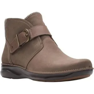 Clarks Women's Appley Mid Ankle Boot Taupe Nubuck Leather Bucke NEW 9.5 M