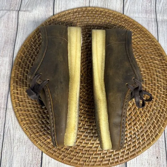 Clarks Women’s Brown Leather Shoes Oxford Moccasins Wallabee Beewax Size 7