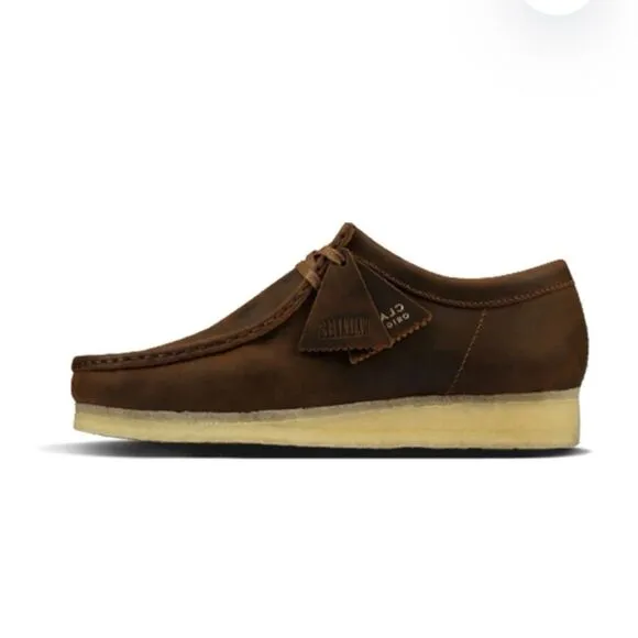 Clarks Women’s Brown Leather Shoes Oxford Moccasins Wallabee Beewax Size 7