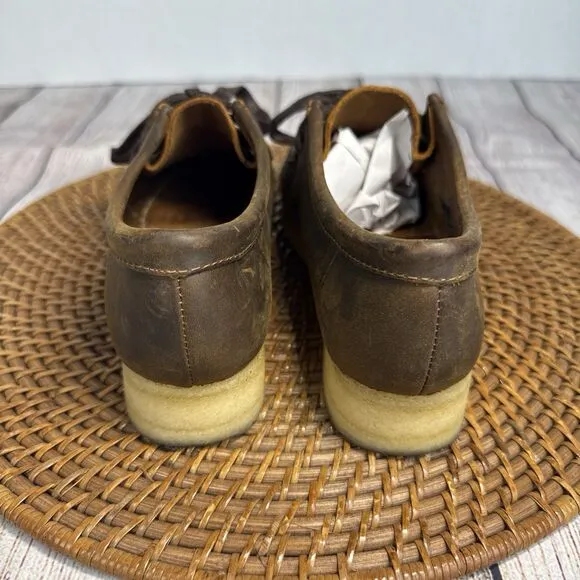 Clarks Women’s Brown Leather Shoes Oxford Moccasins Wallabee Beewax Size 7