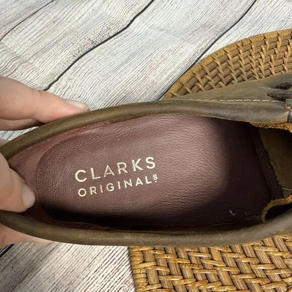 Clarks Women’s Brown Leather Shoes Oxford Moccasins Wallabee Beewax Size 7