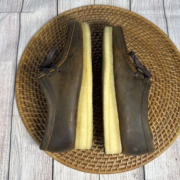 Clarks Women’s Brown Leather Shoes Oxford Moccasins Wallabee Beewax Size 7