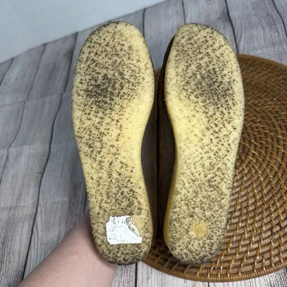 Clarks Women’s Brown Leather Shoes Oxford Moccasins Wallabee Beewax Size 7