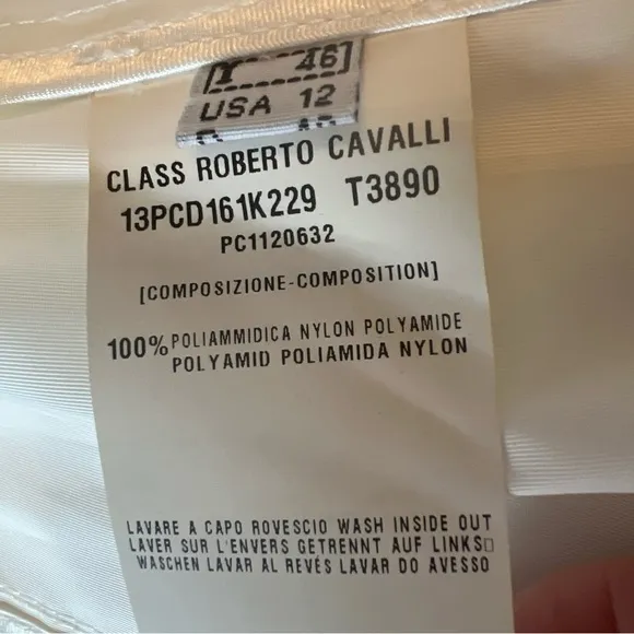 Class Roberto Cavalli Sz 46/10-12 Raincoat White Gray Italy/missing Button