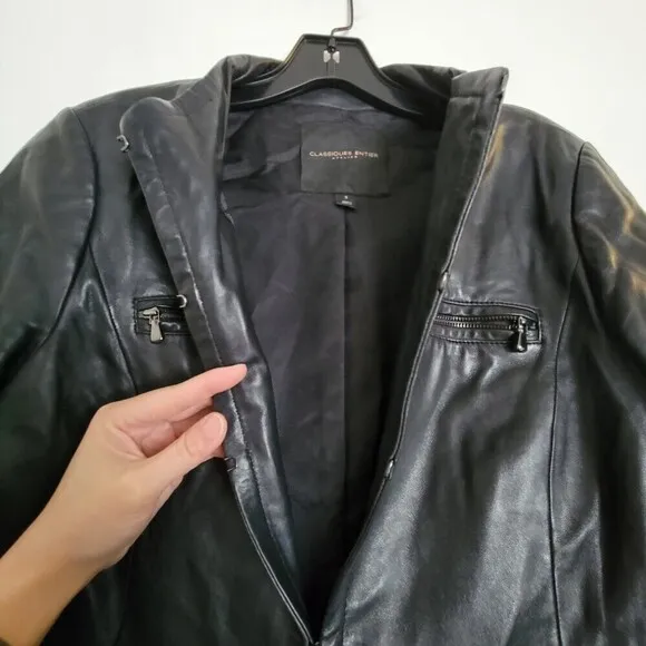 Classiques Entier Atelier Black 100% Leather Moto Jacket Size Small