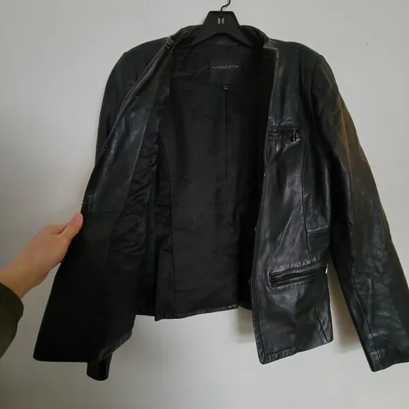 Classiques Entier Atelier Black 100% Leather Moto Jacket Size Small