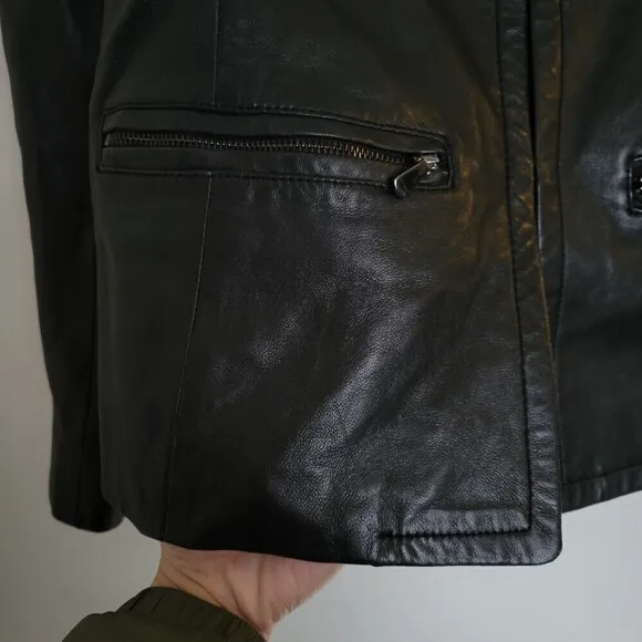 Classiques Entier Atelier Black 100% Leather Moto Jacket Size Small