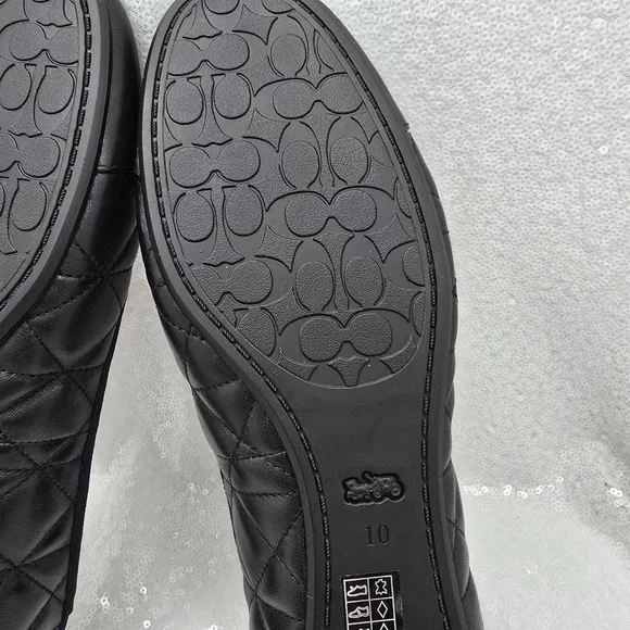 Coach Allyson Quilted Ballet Classic Flats Black Leather Comfortable Women's 10