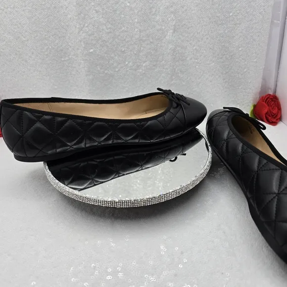 Coach Allyson Quilted Ballet Classic Flats Black Leather Comfortable Women's 10