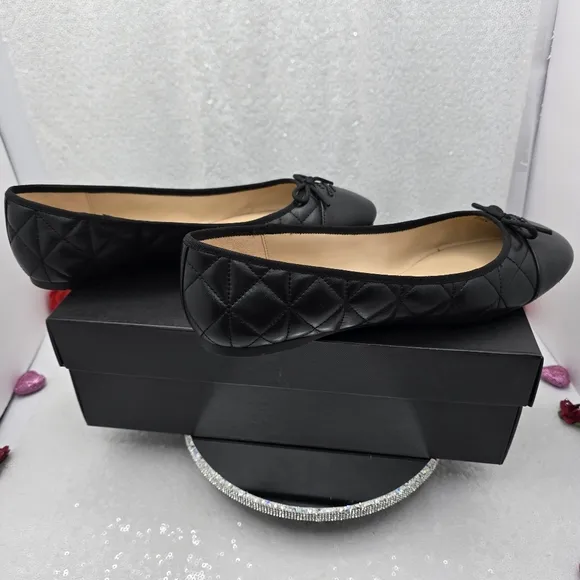 Coach Allyson Quilted Ballet Classic Flats Black Leather Comfortable Women's 10