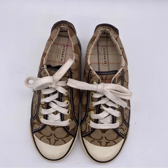 Coach Barrett Signature Monogram Canvas Shoes Women's Size:5 B