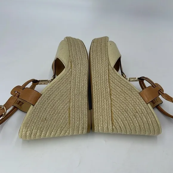 Coach Beige Espadrille Wedges Size 8.5 B