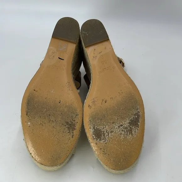 Coach Beige Espadrille Wedges Size 8.5 B