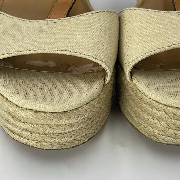 Coach Beige Espadrille Wedges Size 8.5 B