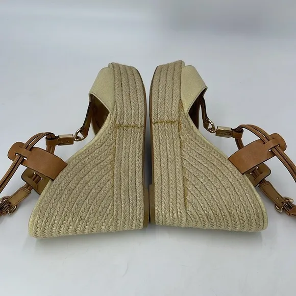 Coach Beige Espadrille Wedges Size 8.5 B