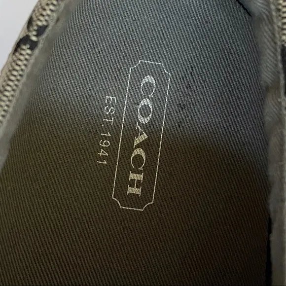 Coach bobbey black gray signature C logo canvas silver leather sneakers shoes