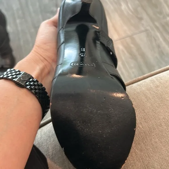 Coach Brandie Black Leather High Heel Boots Booties Shoes Size 7.5