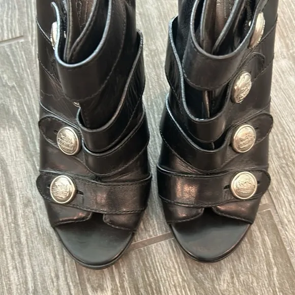 Coach Brandie Black Leather High Heel Boots Booties Shoes Size 7.5