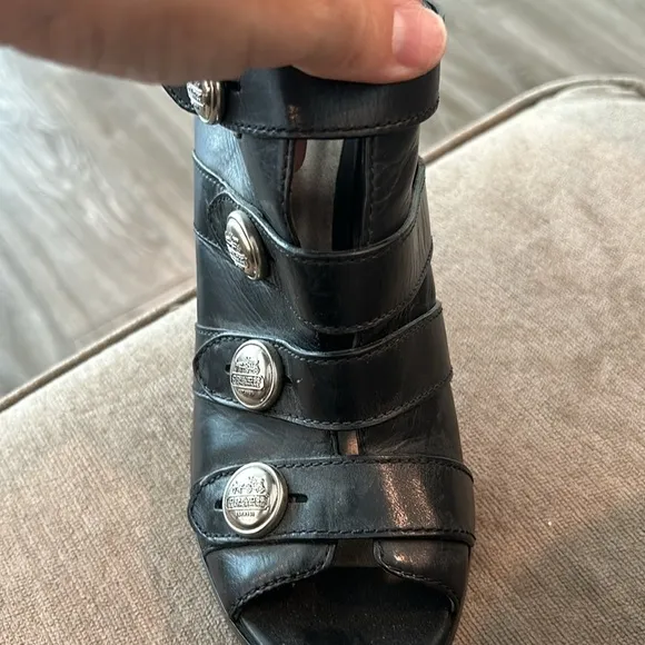 Coach Brandie Black Leather High Heel Boots Booties Shoes Size 7.5