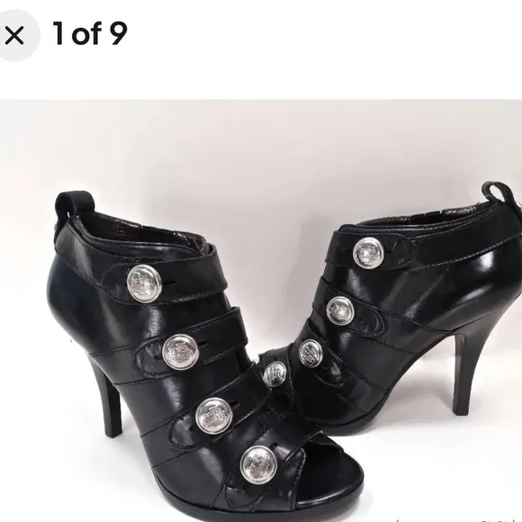 Coach Brandie Black Leather High Heel Boots Booties Shoes Size 7.5