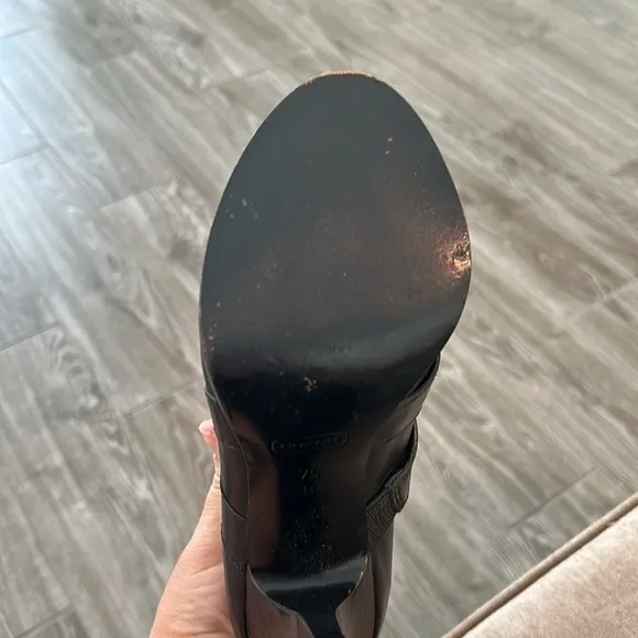 Coach Brandie Black Leather High Heel Boots Booties Shoes Size 7.5