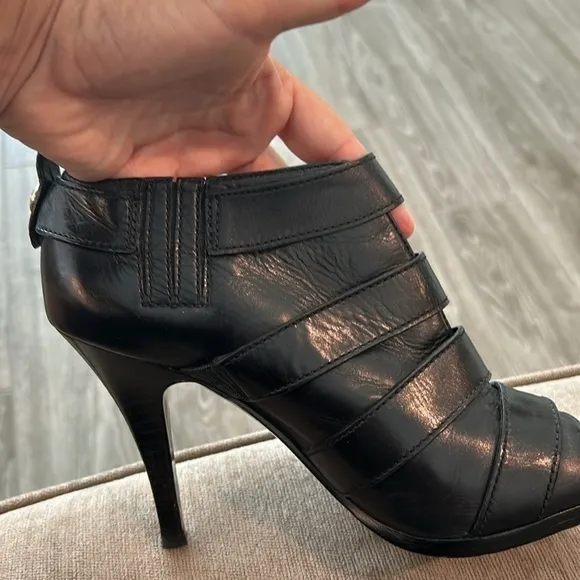 Coach Brandie Black Leather High Heel Boots Booties Shoes Size 7.5