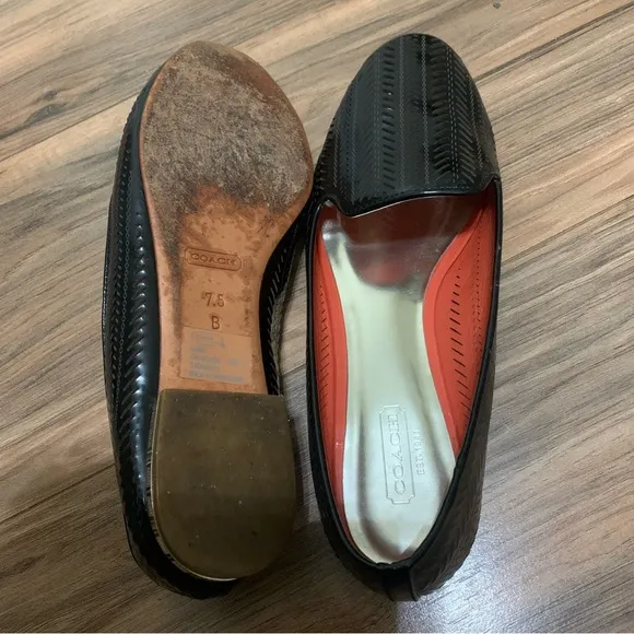 Coach Cathaleen Black patent leather laser cutout flats size 7.5