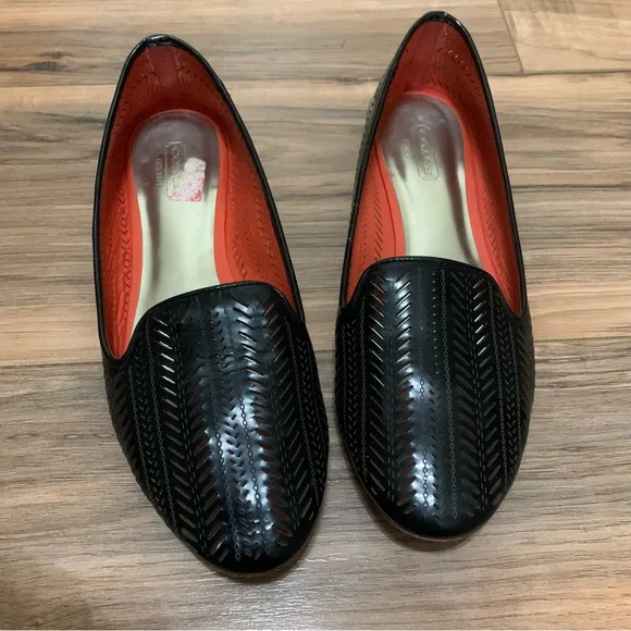 Coach Cathaleen Black patent leather laser cutout flats size 7.5