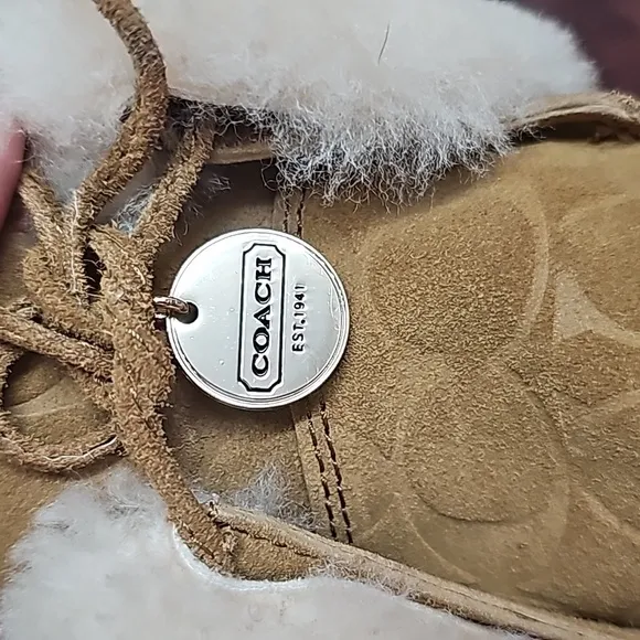 Coach Cathee moccasins boots 100% suede leather sherpa lining sz 8.5 camel color