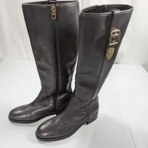 Coach Easton Semi Matte Calf Riding Boots Chestnut 6B **
