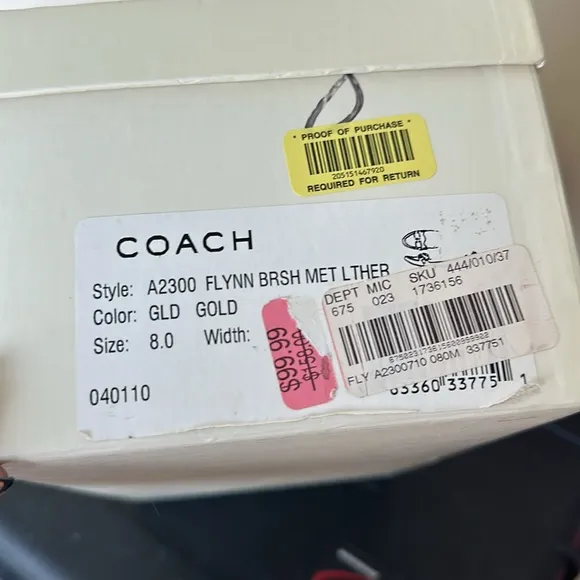 Coach Gold leather flats