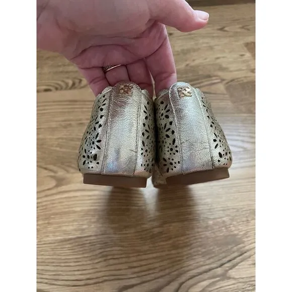 COACH Gold Metallic Ballet Leather Flats Size 10