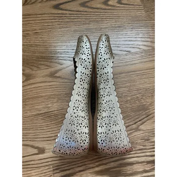 COACH Gold Metallic Ballet Leather Flats Size 10
