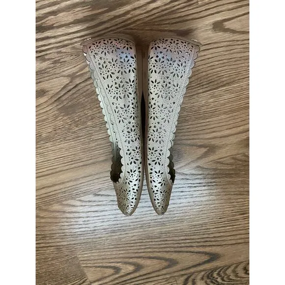 COACH Gold Metallic Ballet Leather Flats Size 10