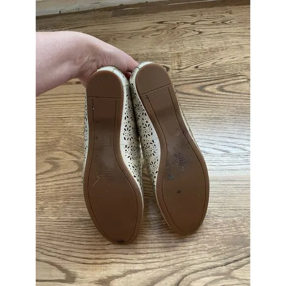 COACH Gold Metallic Ballet Leather Flats Size 10