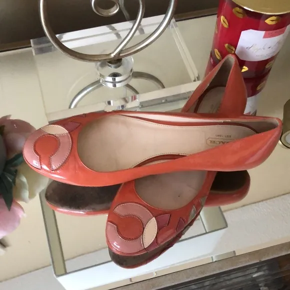 COACH Kora Orange Patent Flats