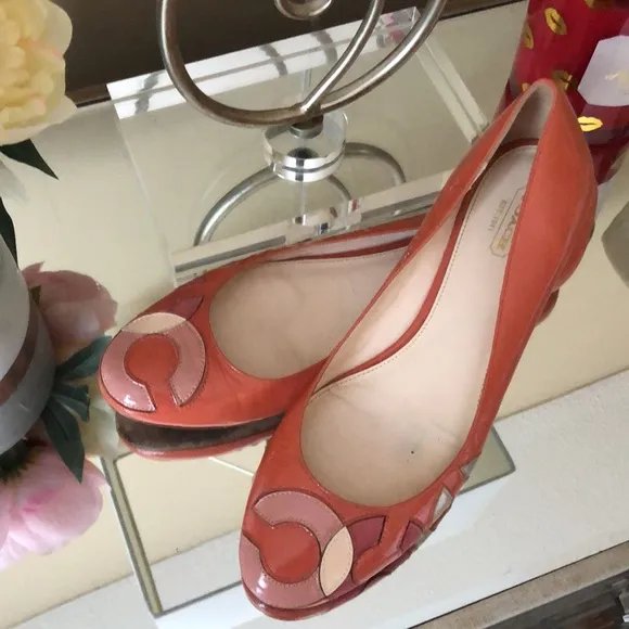 COACH Kora Orange Patent Flats