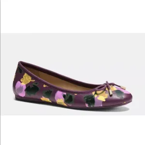 Coach Lara Floral Tumbled  flats Size 7.5 M Plum